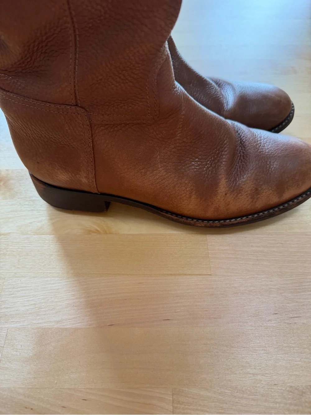 Tory Burch Brown Pebbled Leather Tall Riding Boots Gold Logo 8.5